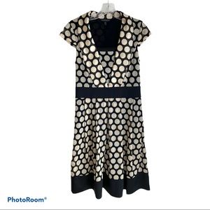 Elegant Prosper Collection Black Beige Dotted Cap Sleeve Dress Size US 2
